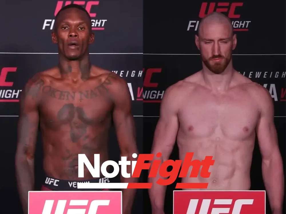Israel Adesanya y Joe Pyfer / UFC / NF.